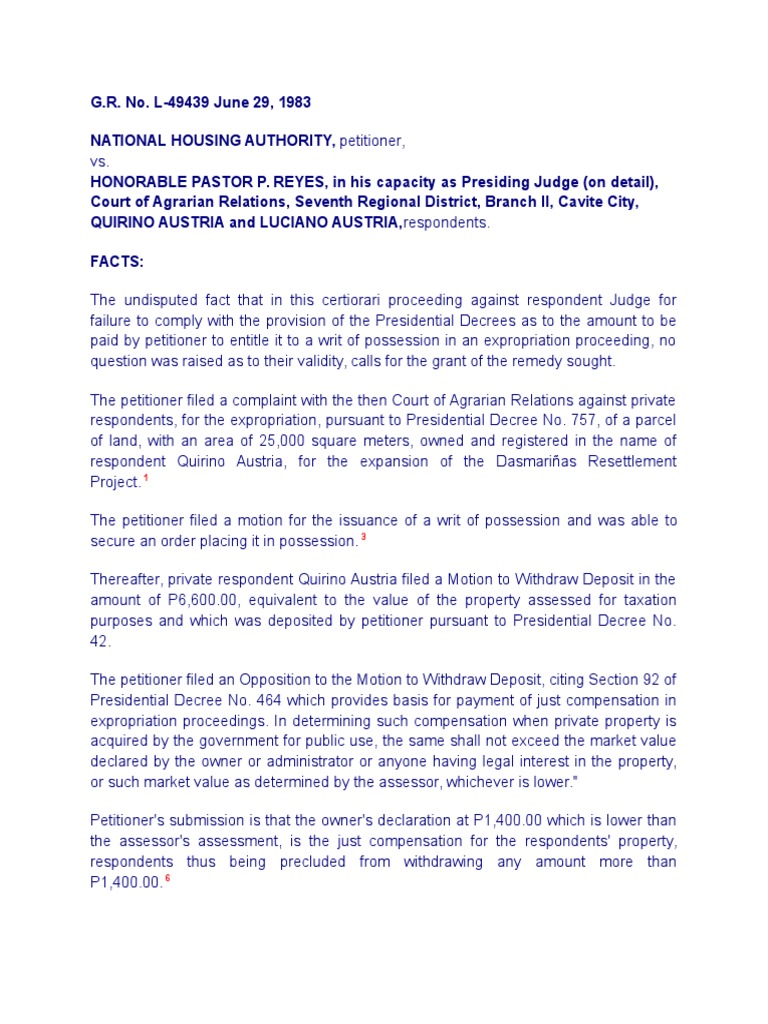 Expropriation Case: Just Compensation Ruling | PDF | Eminent Domain ...