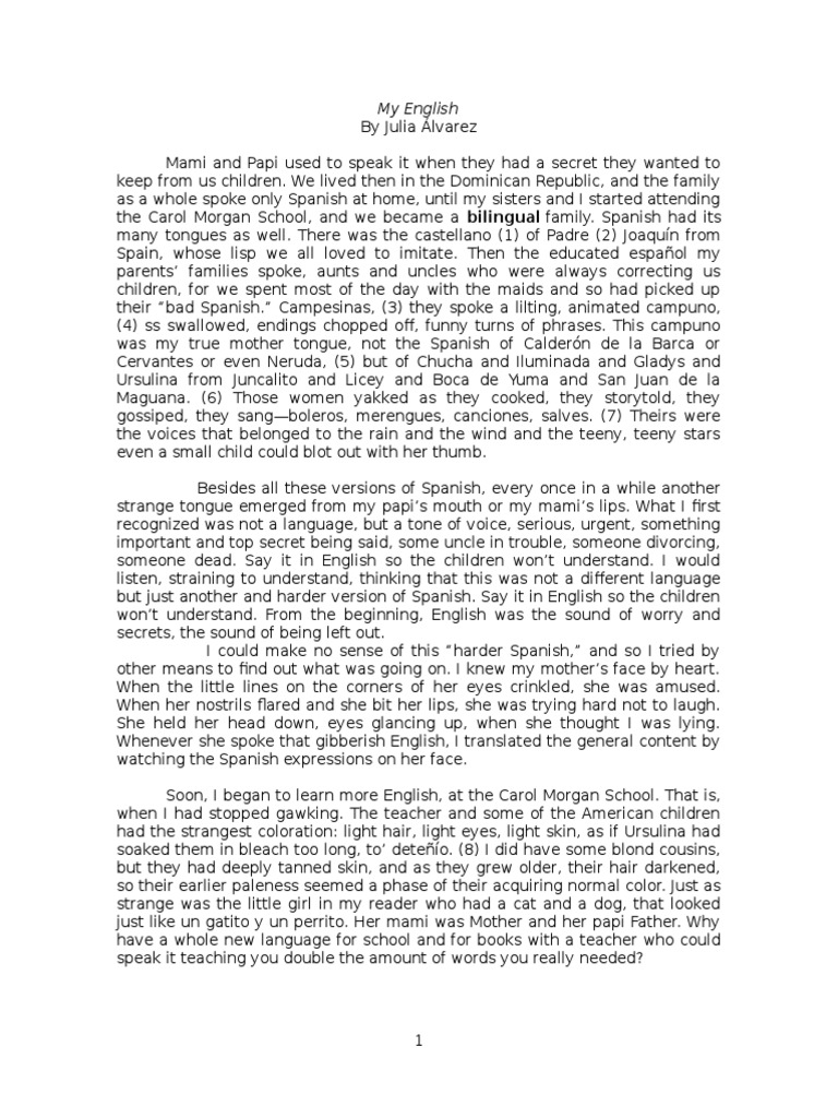 Julia Alvarez: My English Journey | PDF | English Language | First Language