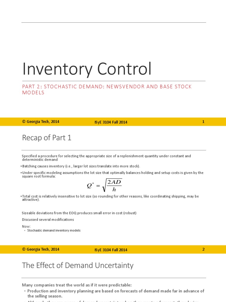 ISyE3104Chapter2-Inventory Control Part 2 | PDF | Inventory | Normal ...
