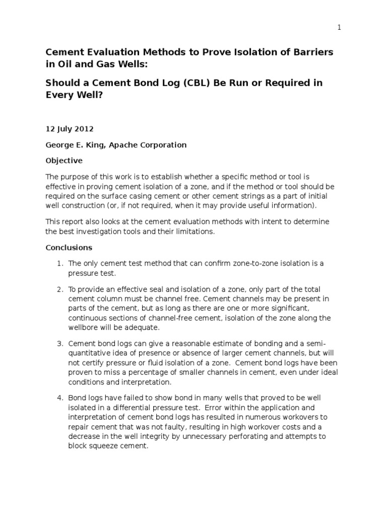 Cement Bond Log Evaluation in Wells | PDF | Home & Garden