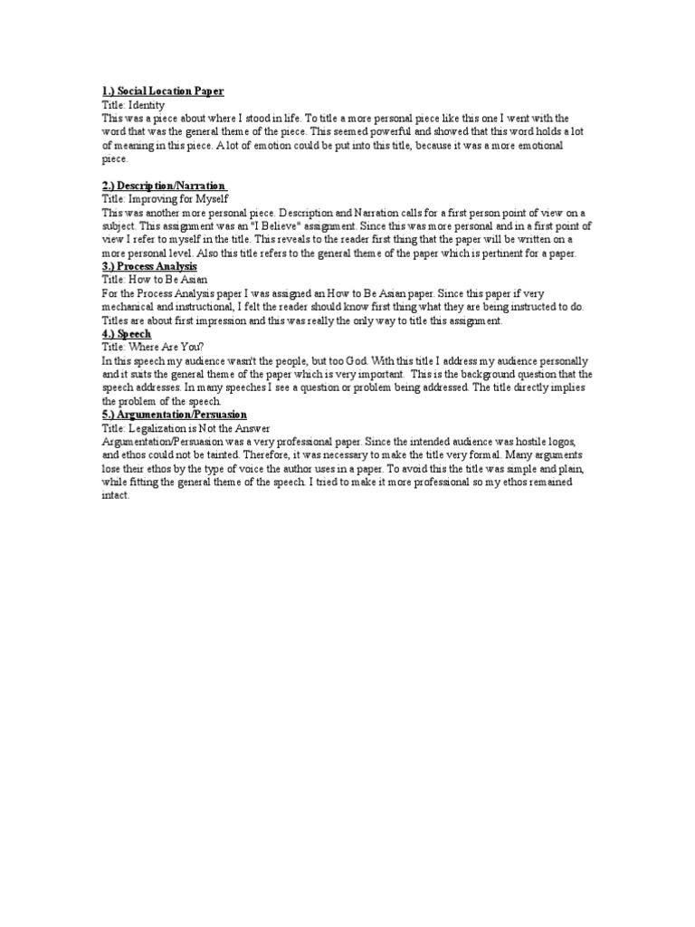 Social Location Essay Analysis | PDF