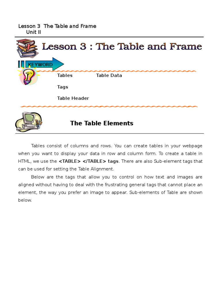 a tables and frame guide for html Html Html Element Free 30day