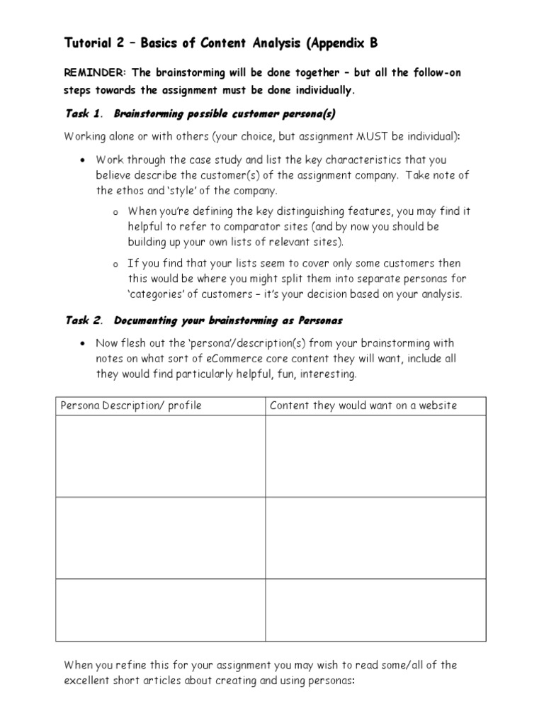 Tutorial 2 - Basics of Content Analysis (Appendix B | PDF | Online And ...