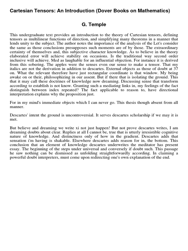Introduction to Cartesian Tensors | PDF | Philosophy