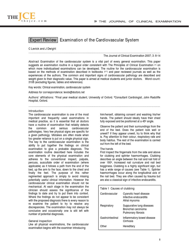 Cardiovascular Examination Guidelines | PDF | Pulse | Heart