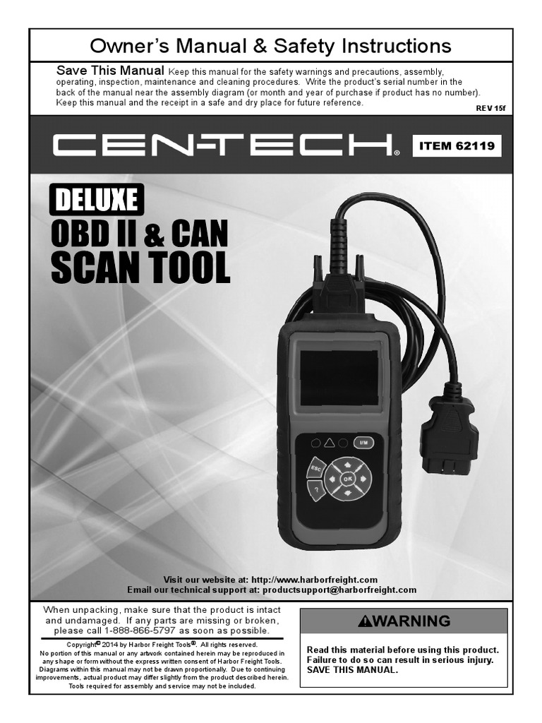 Cen-Tech (Harbor Freight) Tool - 62119 PDF