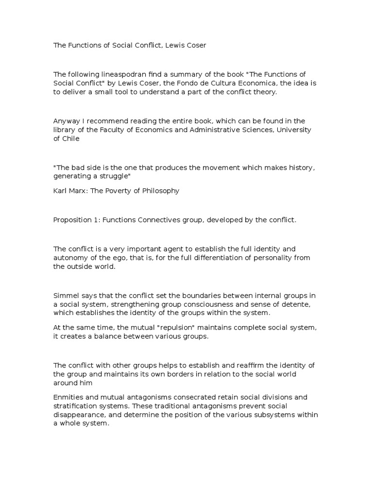 Lewis Coser Propositions PDF Social Structure Intimate Relationships