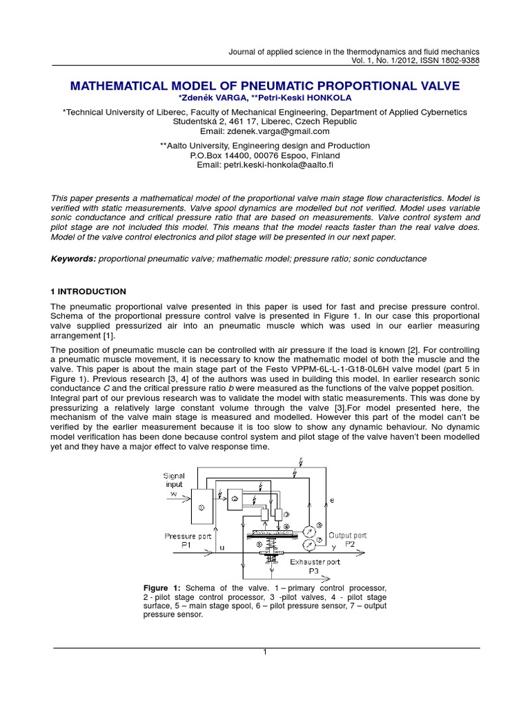 Mathematical Model of Pneumatic Proportional Valve | PDF | Valve ...