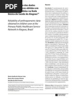 Confiabilidade Dos Dados Antropométricos Obtidos Em Crianças Atendidas Na Rede Básica de Saúde de Alagoas