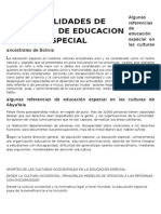 Modalidades de atención en educación especial ancestral y occidental