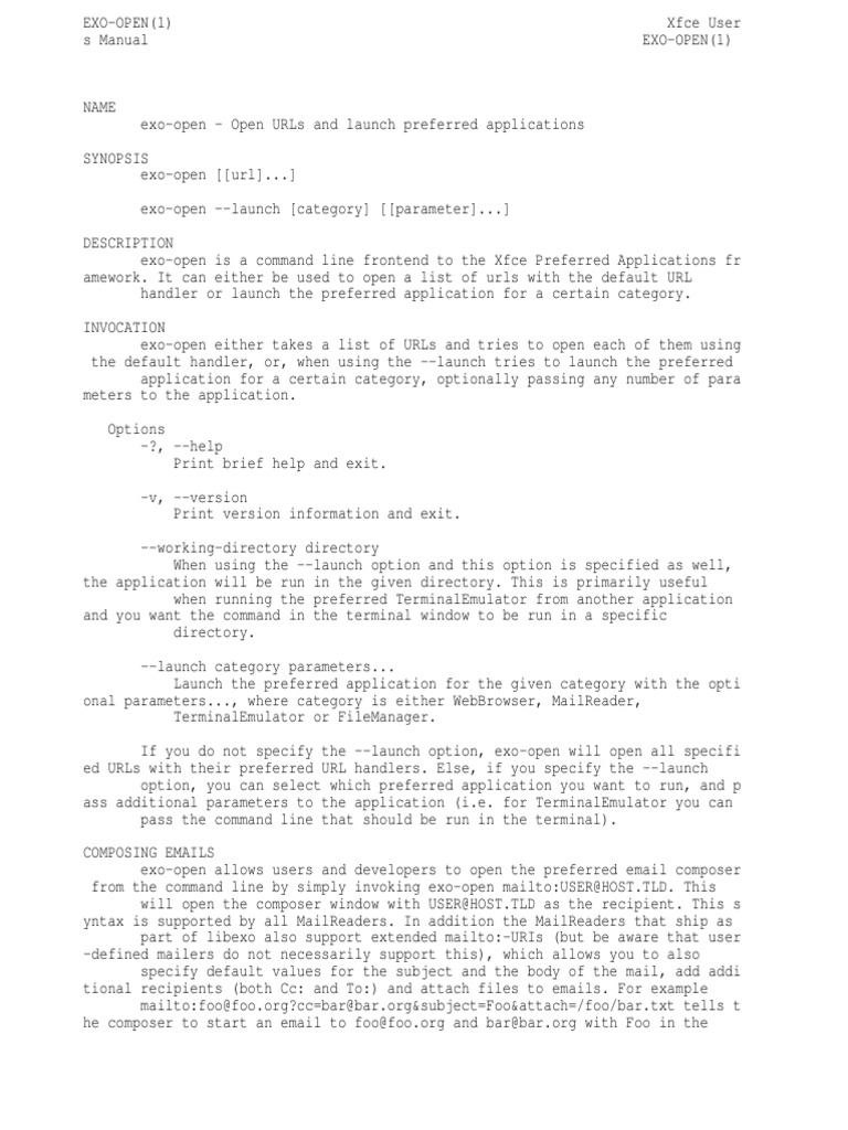 exo-open Command Line Guide | PDF | Command Line Interface | Linux ...