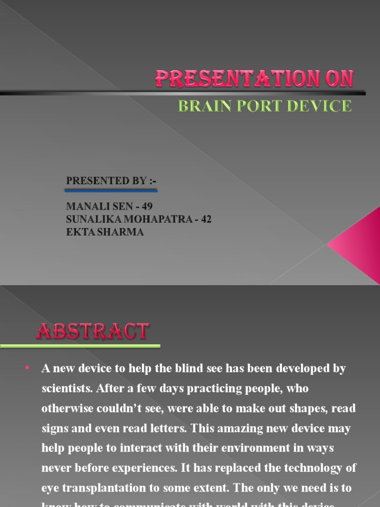 Brain Port Device: Vision via Taste | PDF | Somatosensory System | Senses