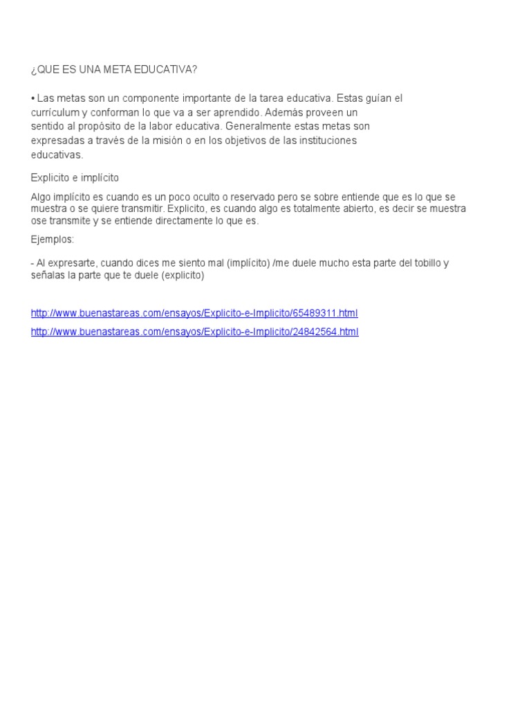 Que Es Una Meta Educativa | PDF | Educación a distancia | Cognición