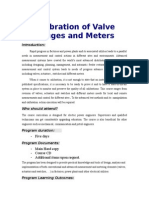 Calibration of Valve Gauges and Meters