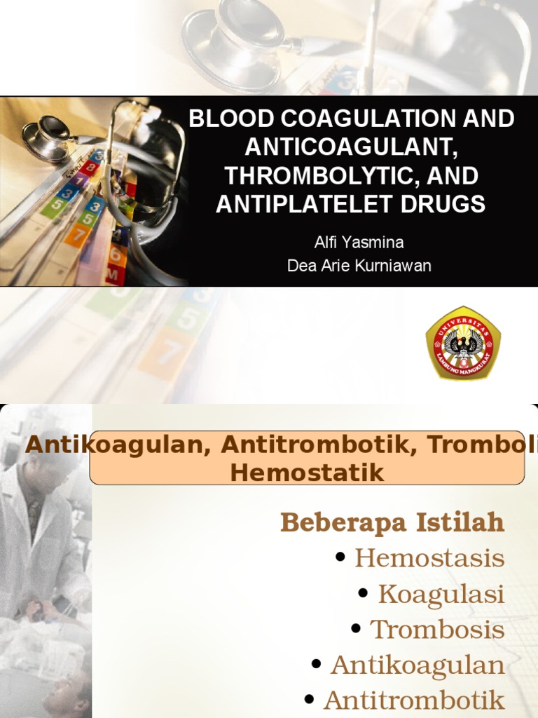 Blood Coagulation and Anticoagulant, Thrombolytic, and Antiplatelet ...
