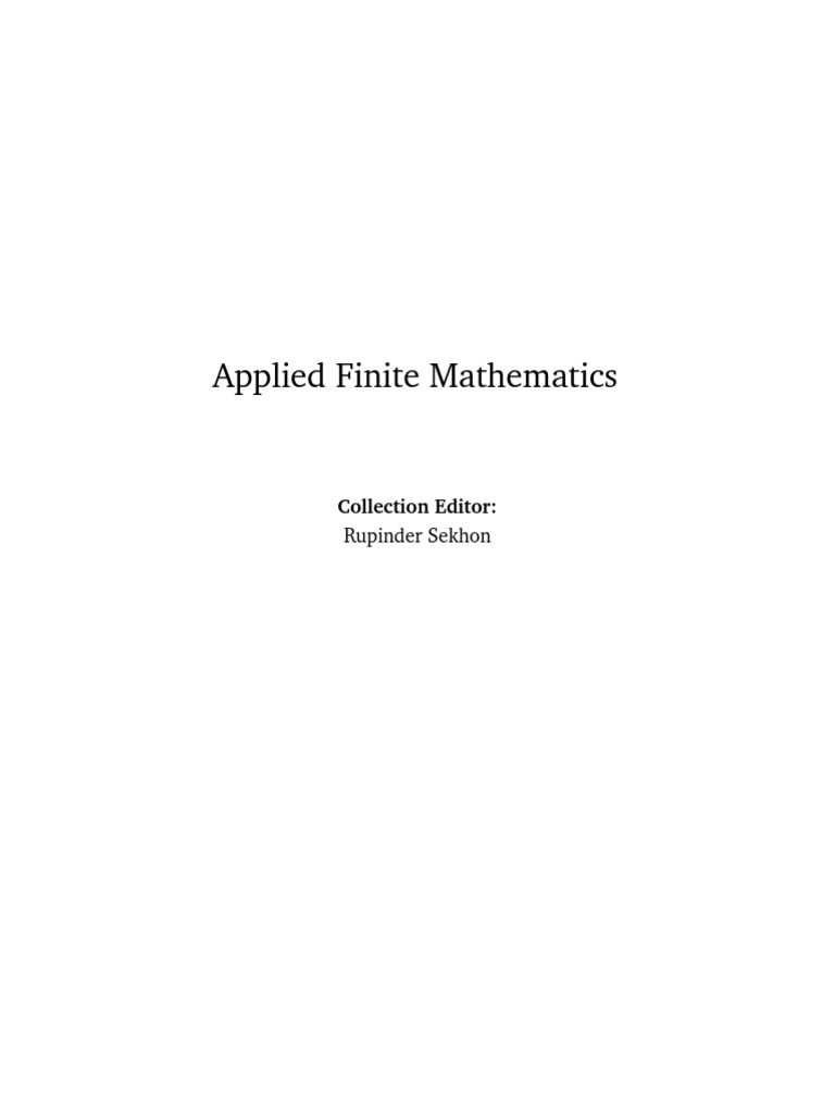 Applied Finite Mathematics | PDF | Teaching Methods & Materials
