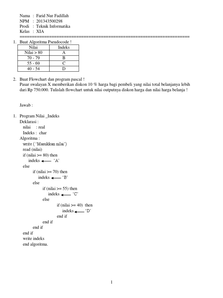 Algoritma dan Diskon Belanja | PDF