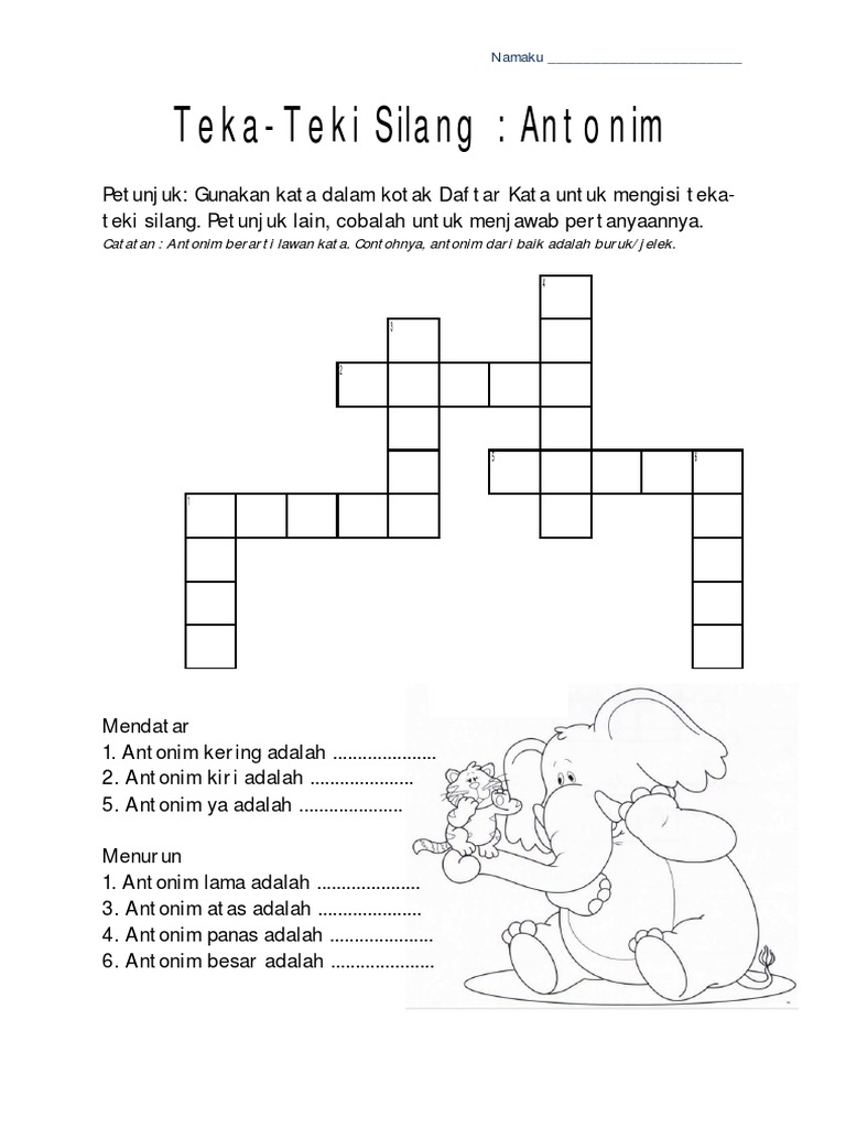 TekaTeki Silang Antonim