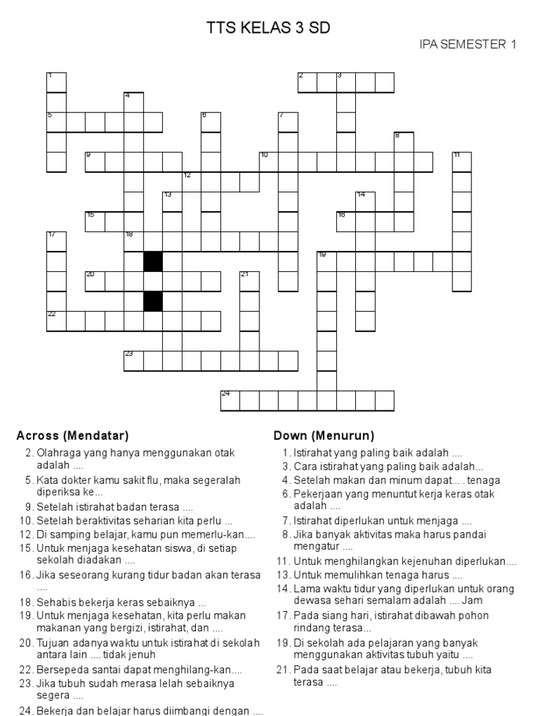 Teka Teki Silang Pelajaran Olahraga Cara.Lif.co.id