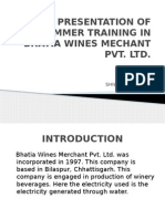 Presentation of Summer Training in Bhatia Wines Mechant Pvt. LTD