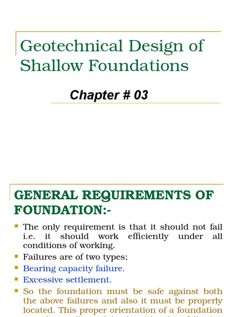 Geotechnical Design of Shallow Foundations | PDF | Geotechnical ...