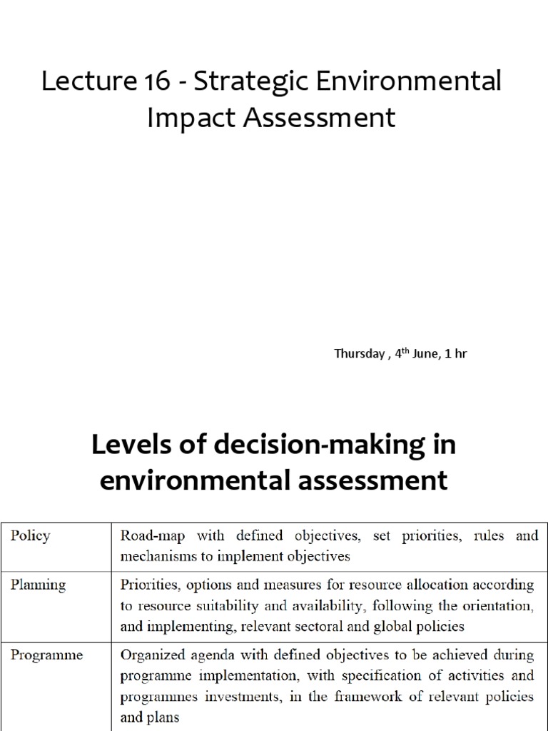 Strategic Environmental Assessment Guide | PDF | Environmental Impact ...