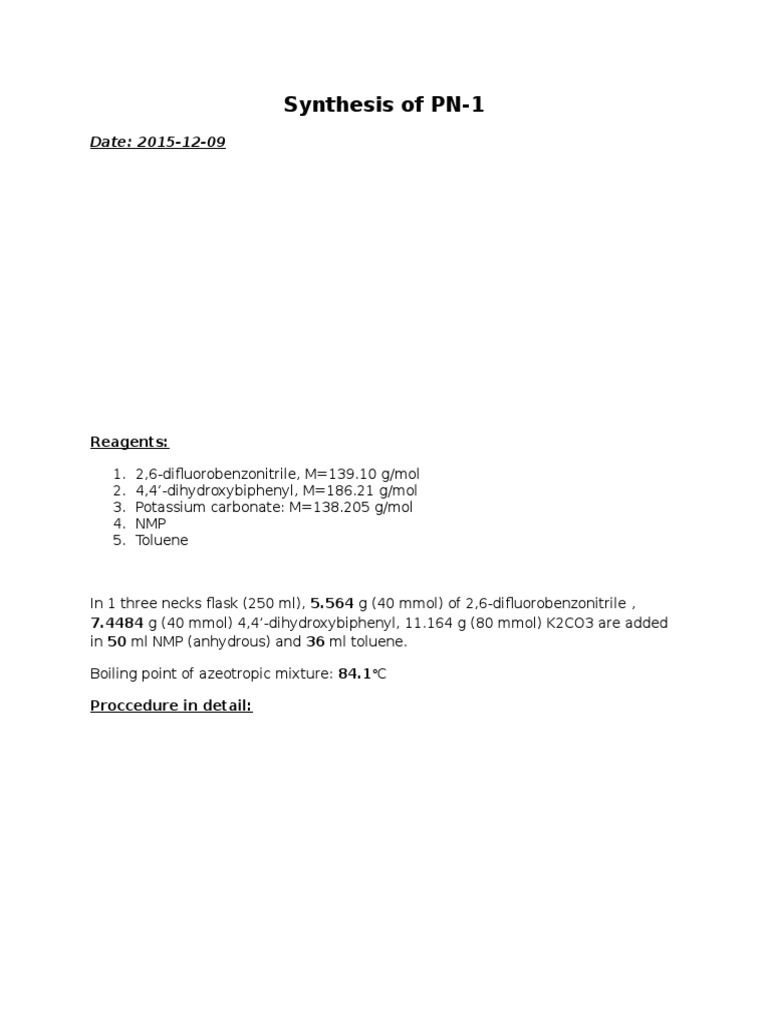 PN-1 Synthesis Procedure and Reagents | PDF
