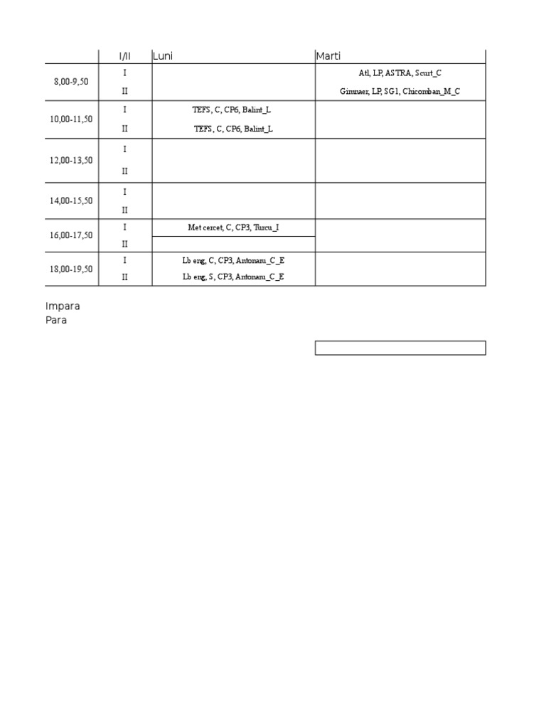 Weekly Class Schedule Overview | PDF | Foreign Language Studies
