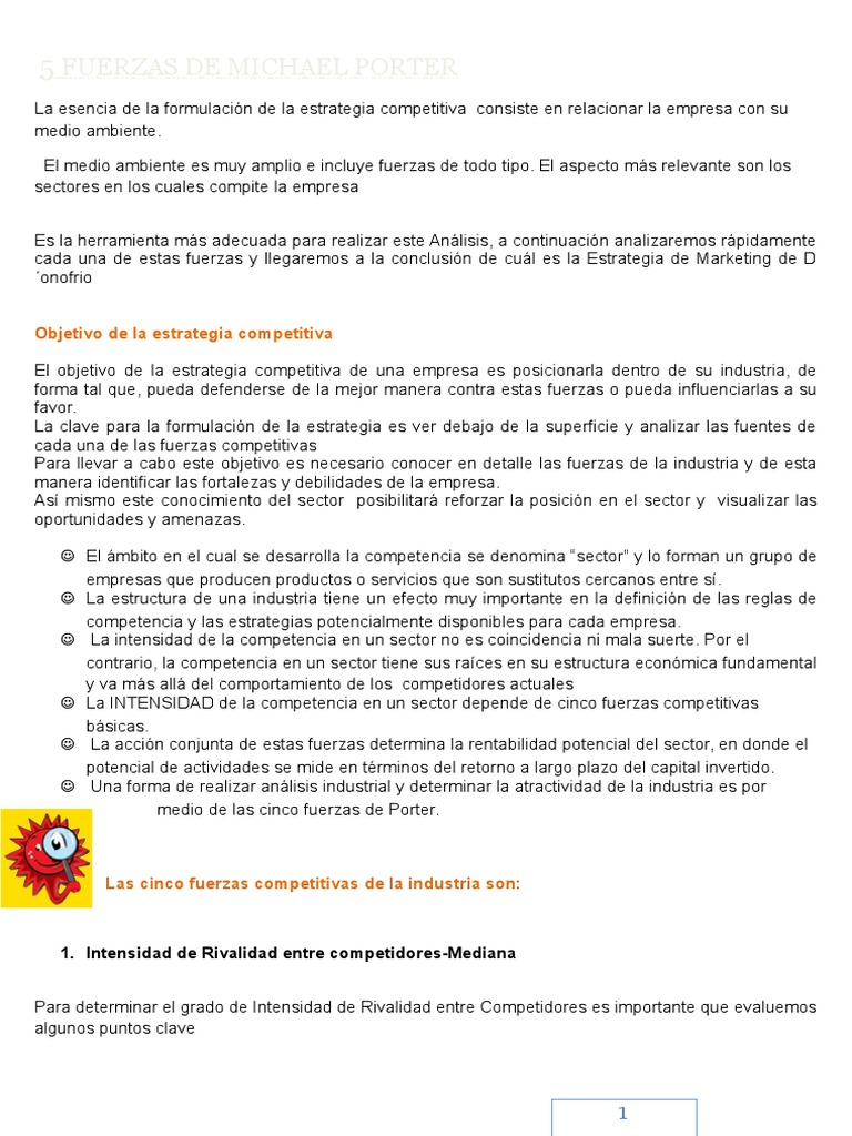 5 Fuerzas de Porter en La Empresa San Fernado | PDF | Mercado (economía) |  Negocios económicos