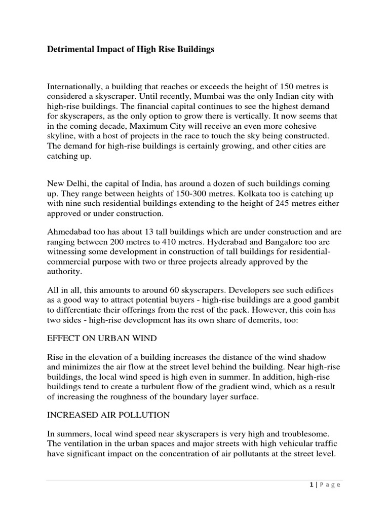 Detrimental Effects of High-Rise Buildings | PDF | Atmosphere Of Earth ...