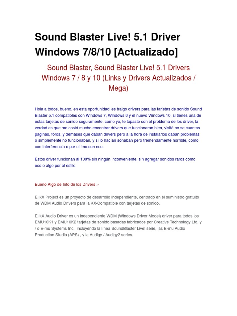 Sound Blaster Live | PDF | Microsoft Windows | Plataformas de computación