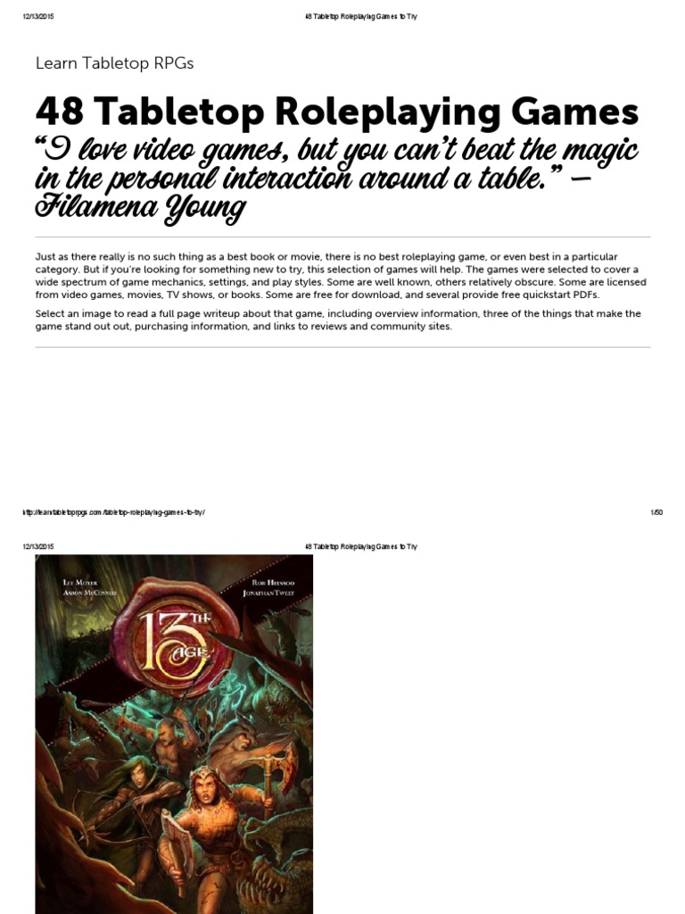 48 Tabletop Roleplaying Games to Try Role Playing Games Leisure