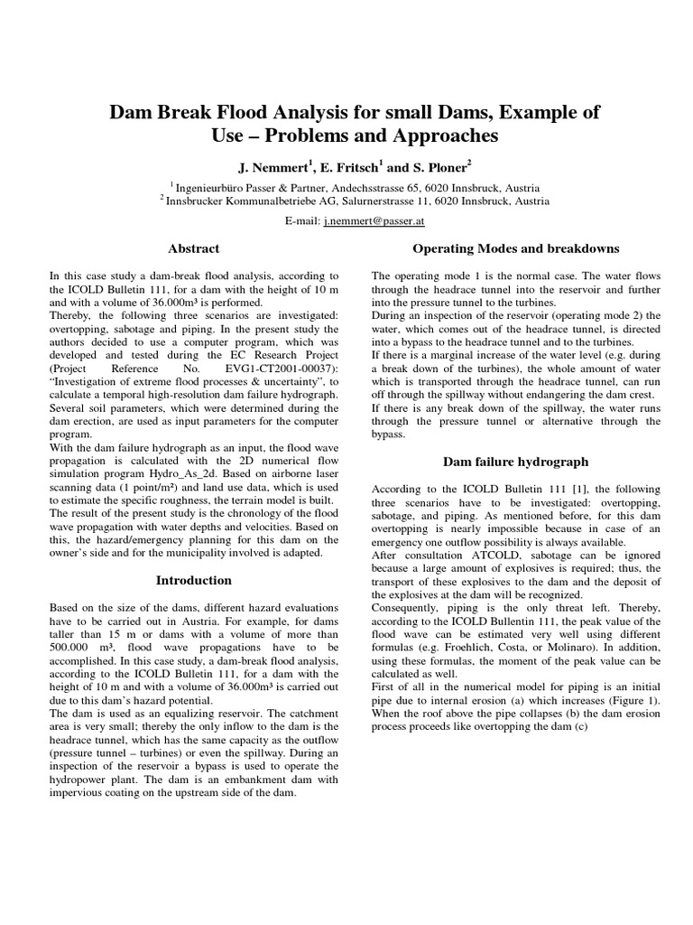 Dam Break Flood Analysis for Small Dams | PDF | Flood | Spillway