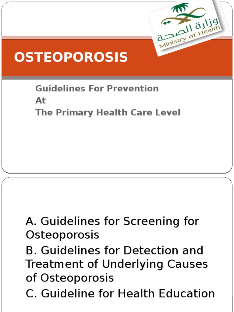 Osteoporosis Prevention Guidelines PHC | PDF | Osteoporosis | Clinical ...
