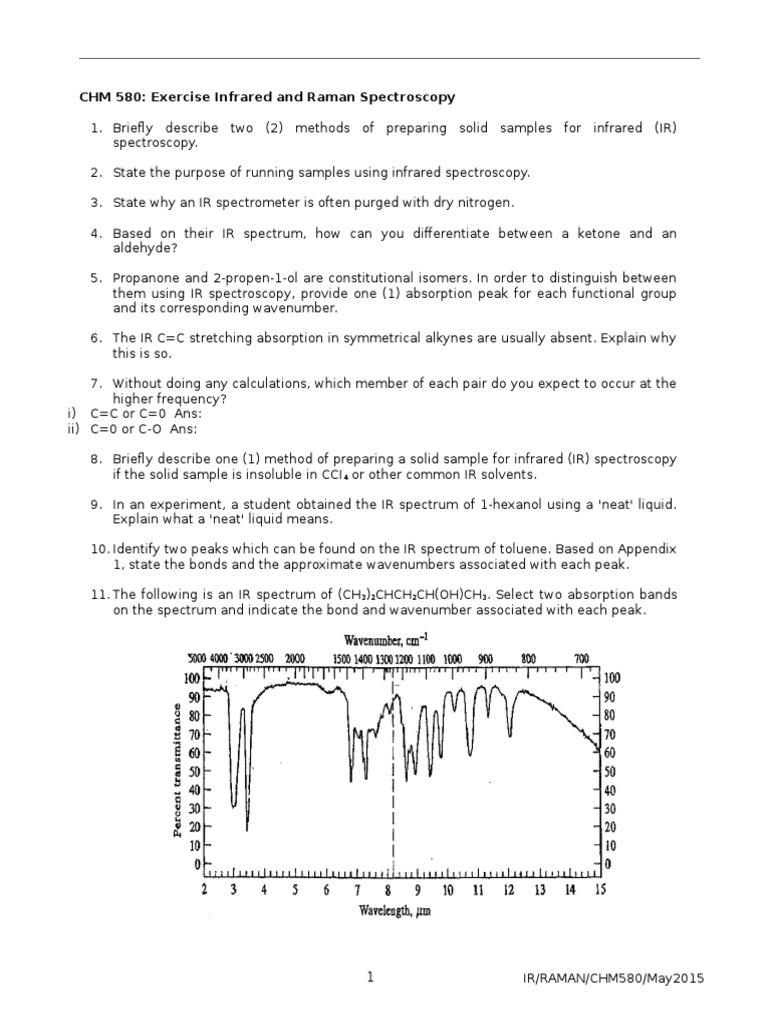 CHM580-Tutorial IR Dan Raman | PDF | Infrared Spectroscopy | Raman ...