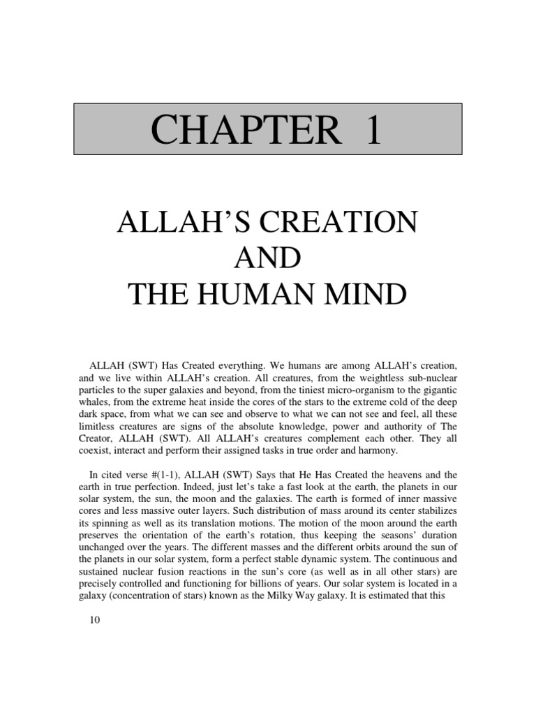 Chapter 1: ALLAH's Creation and The Human Mind | PDF | God In Islam ...