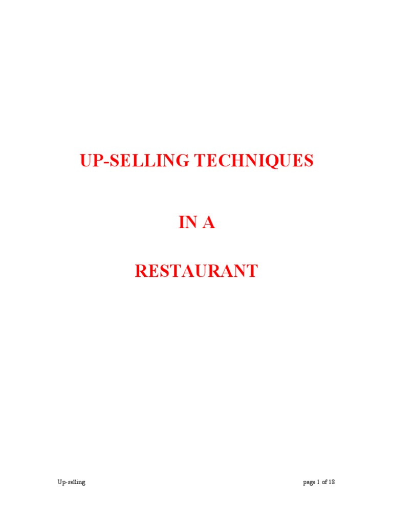 Upselling Techniques Restaurants Menu