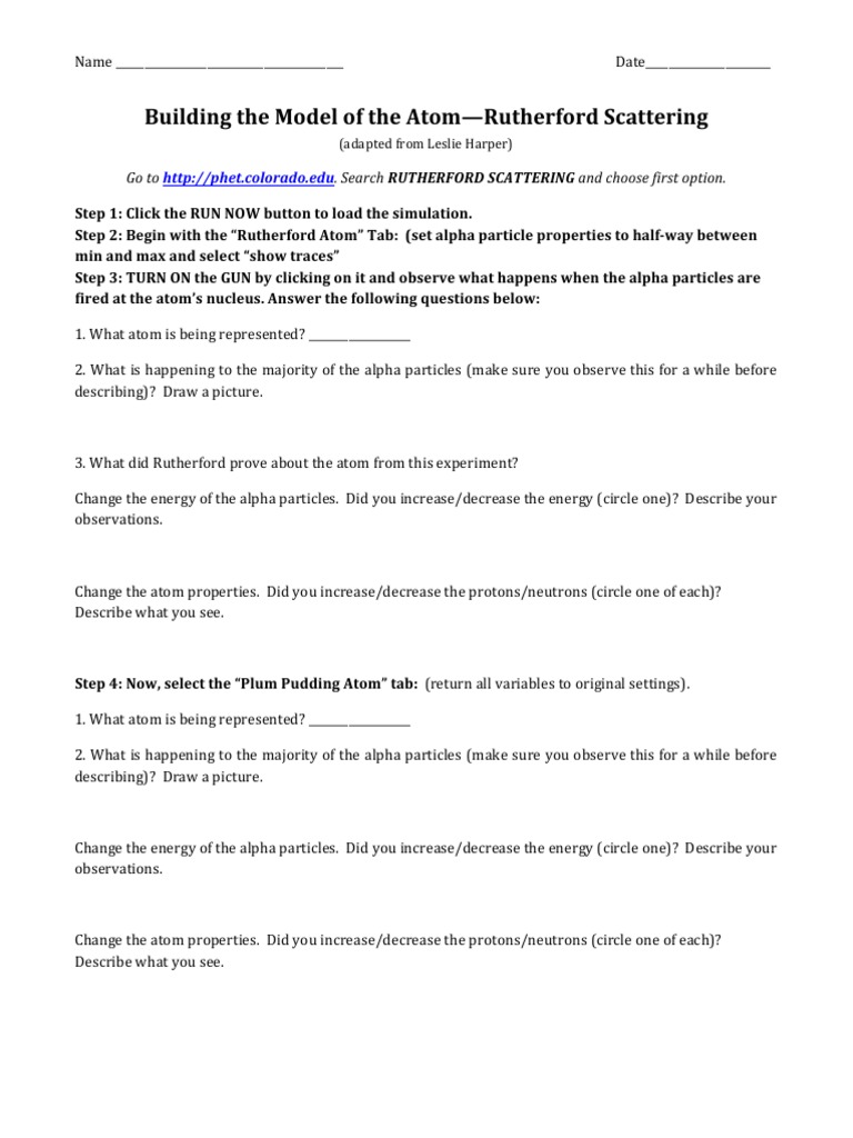 Computer Simulation Worksheet  PDF  Atoms  Proton In Build An Atom Worksheet Answers