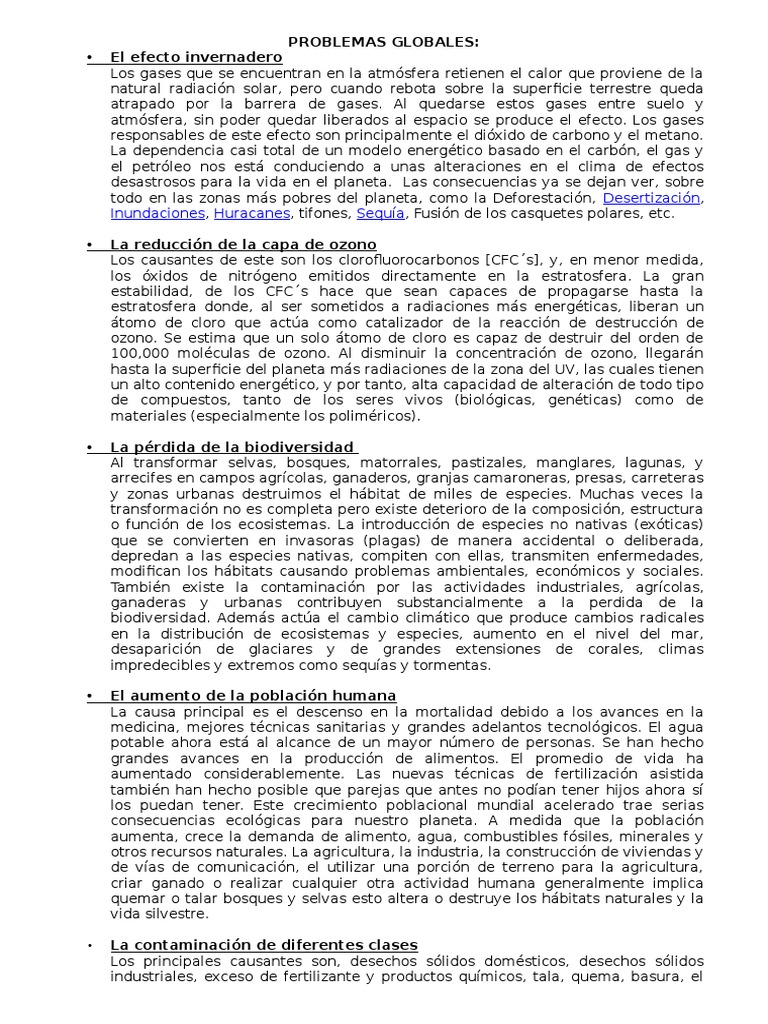 Problemas Ambientales Globales y Locales | PDF | La contaminación del ...