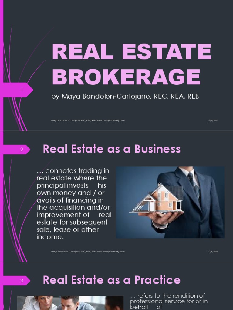 Real Estate Brokerage Dec6 PDF Real Estate Broker Law Of Agency