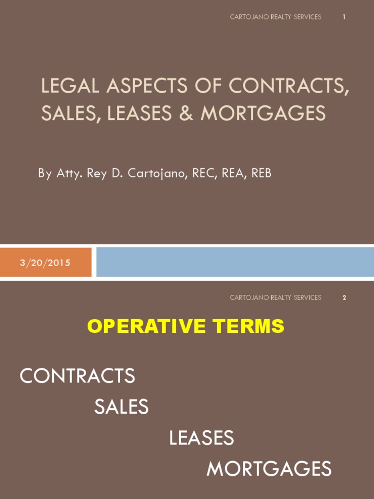 Legal Guide to Contracts and Mortgages | PDF | Lease | Mortgage Law