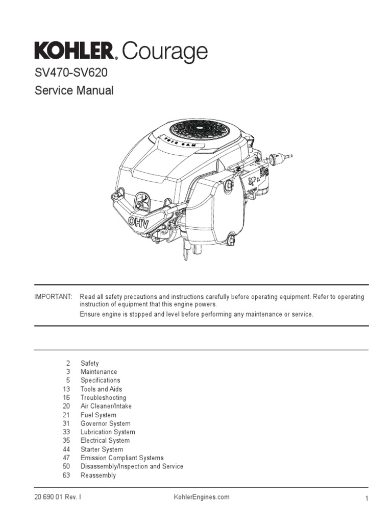 Kohler Courage 20 Service Manual 20_690_01_EN Carburetor Gasoline