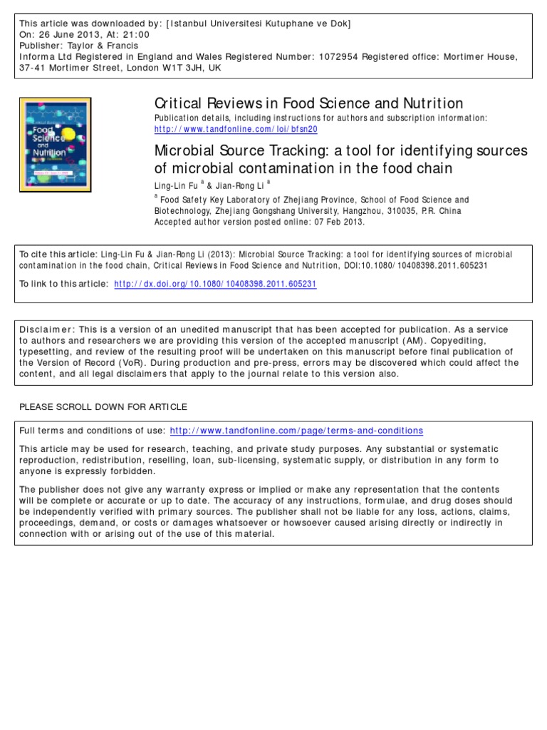 Microbial Source Tracking A Tool For Identifying Sources of Microbial ...