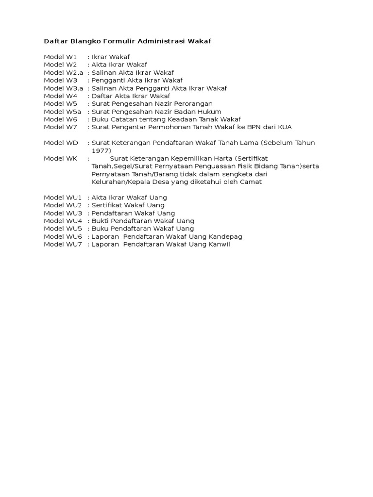 Contoh Formulir Pendaftaran Tanah Wakaf Simak Gambar Berikut
