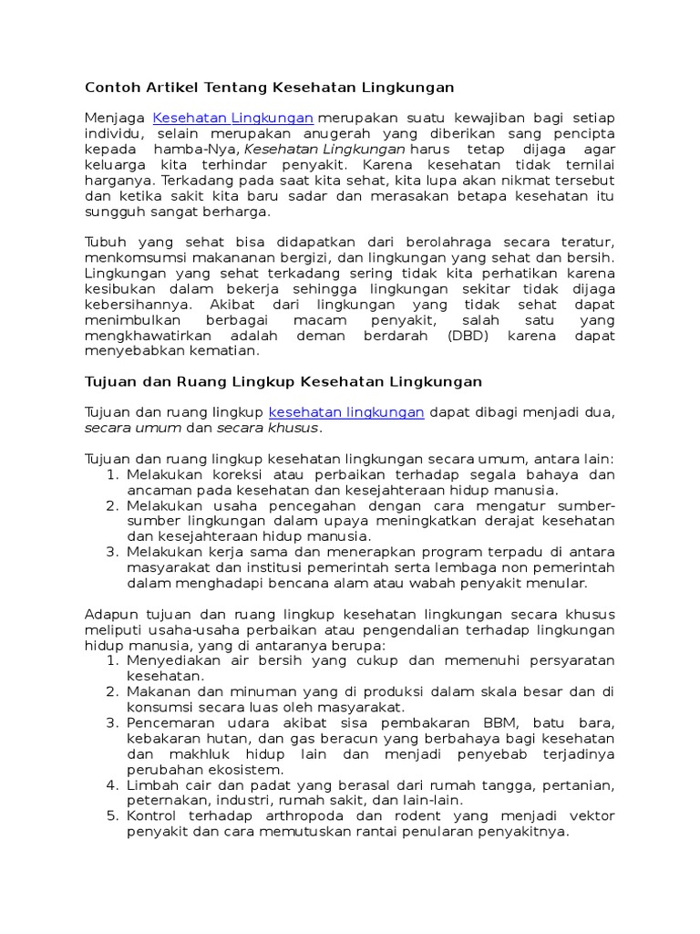 Contoh Artikel Tentang Kesehatan Pdf