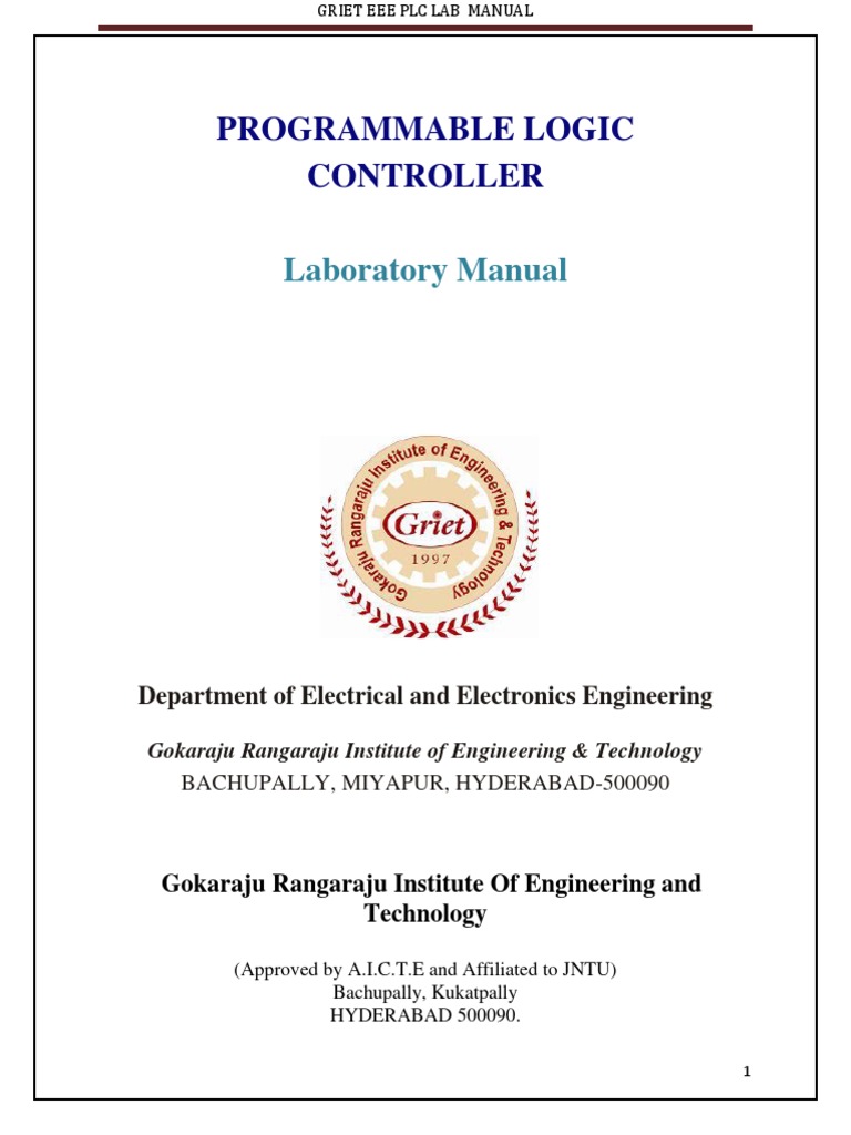 PLC Lab Manual PDF Programmable Logic Controller Switch
