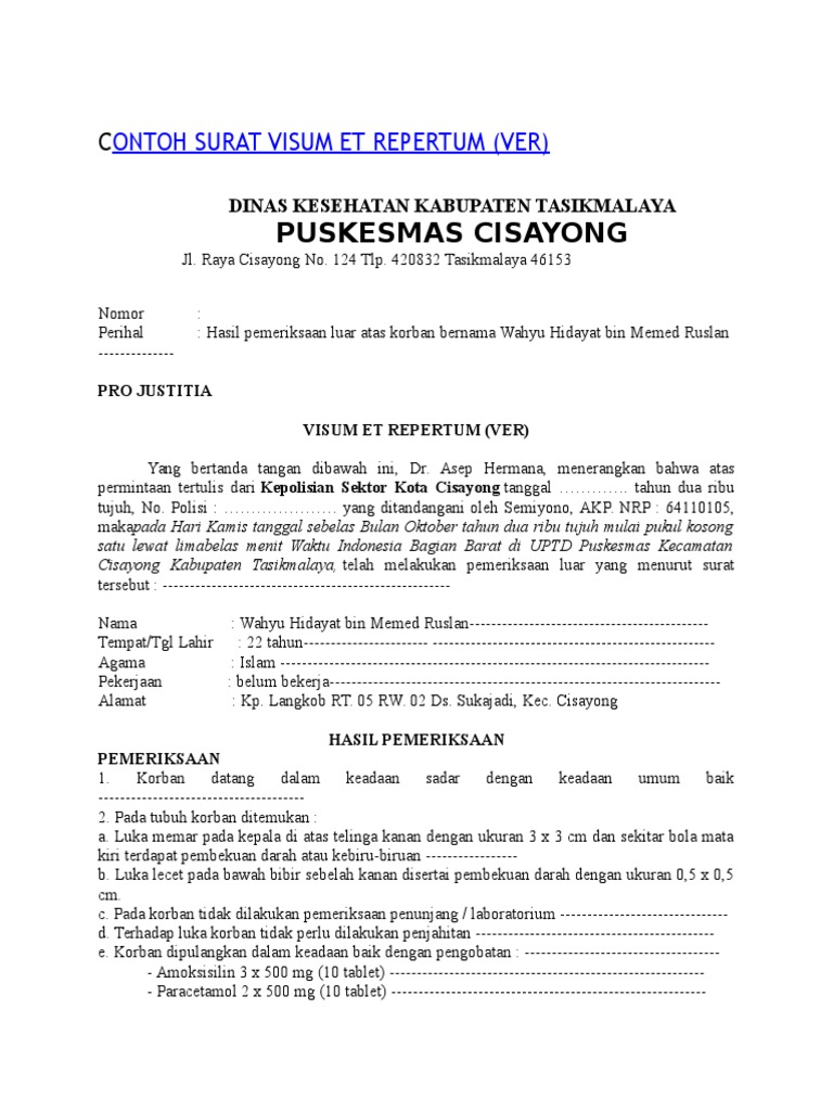 Contoh Surat Visum Dokter Informasi Seputar Dunia Militer