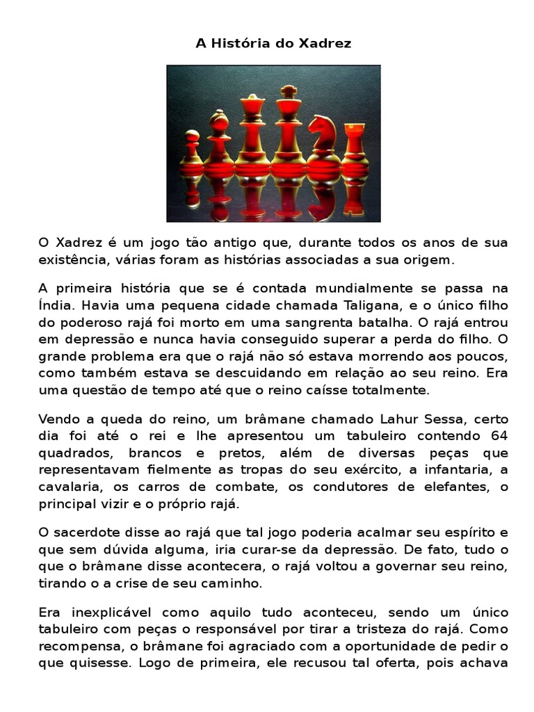 A História Do Xadrez | PDF | Xadrez | Jogos de tabuleiro