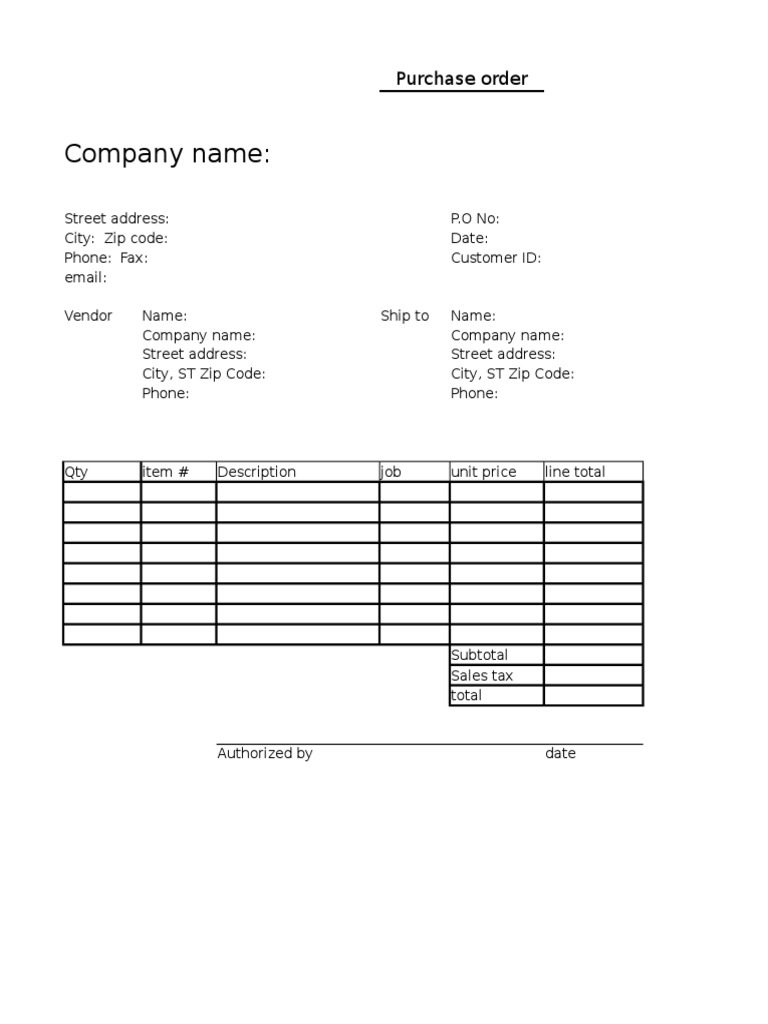 Purchase Order Template | PDF