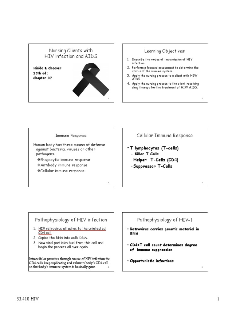 Nursing Clients With HIV Infection and AIDS: Learning Objectives | PDF ...